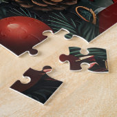 Amerikaanse Akita met kerstcadeaus Haard Legpuzzel (Zijkant)