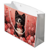 Amerikaanse Akita met Rozen - Valentijnsdag Groot Cadeauzakje (Achterkant Gekanteld)