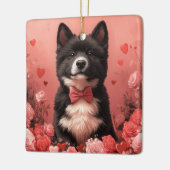 Amerikaanse Akita met Rozen - Valentijnsdag Keramisch Ornament (Links)