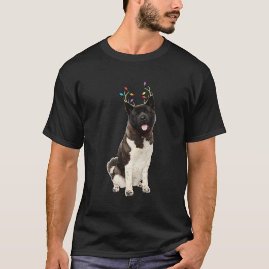 Amerikaanse Akita rendierhond voor Kerstmis T-shirt (Voorkant)