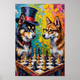 Amerikaanse Akita Schaken Pop Art, Grappige Hond M Poster
