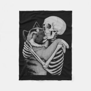 Amerikaanse Akita Skelet Knuffel Halloween Hondenl Fleece Deken