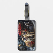 Amerikaanse Akita Sneeuwrijke slee-rit Kerstdecora Bagagelabel (Achterkant verticaal)