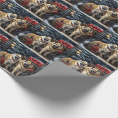 Amerikaanse Akita Sneeuwrijke slee-rit Kerstdecora Cadeaupapier (Hoek)