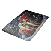 Amerikaanse Akita Snowy Sleigh Ride Kerstdecoratie Badmat (Gekanteld)