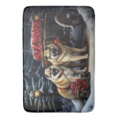 Amerikaanse Akita Snowy Sleigh Ride Kerstdecoratie Badmat (Voorkant Verticaal)