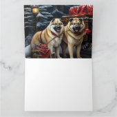 Amerikaanse Akita Snowy Sleigh Ride Kerstdecoratie Kaart (Binnen)