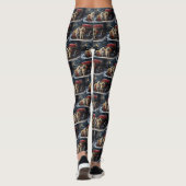 Amerikaanse Akita Snowy Sleigh Ride Kerstdecoratie Leggings (Achterkant)