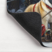 Amerikaanse Akita Snowy Sleigh Ride Kerstdecoratie Muismat (Hoek)