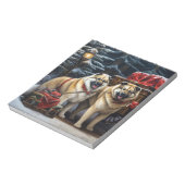 Amerikaanse Akita Snowy Sleigh Ride Kerstdecoratie Notitieblok (Linkerzijde)