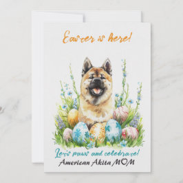Amerikaanse akita Waterverf paashond mam vader Feestdagenkaart