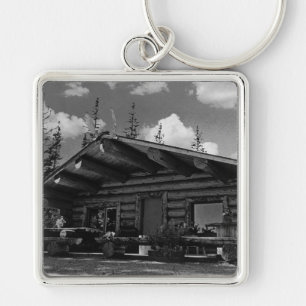 Amerikaanse alaska Modern alaskan log cabine 1970 Sleutelhanger