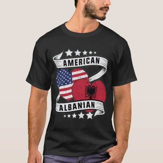 Amerikaanse Albanese vlag shirt Half Albanees (Voorkant)