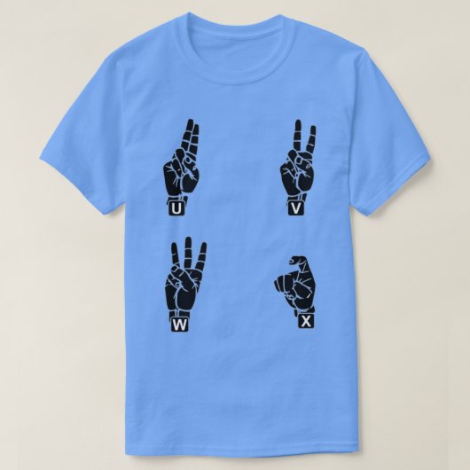 Amerikaanse alfabet voor gebarentaal, letters U to T-shirt (Design voorkant)