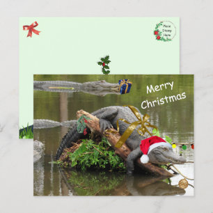 Amerikaanse Alligator Christmas Briefkaart
