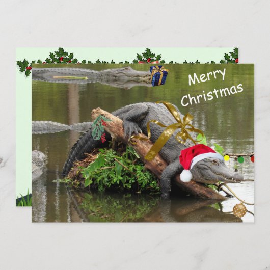 Amerikaanse Alligator Christmas Flat Kaart (Voorkant / Achterkant)