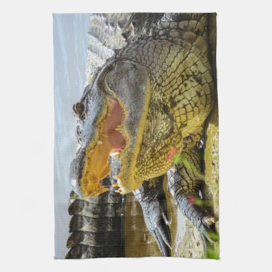 Amerikaanse alligator closeup. Gezichtelijk Theedoek (Verticaal)