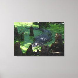 Amerikaanse alligator in de moerassen Fine Art Fot Canvas Afdruk