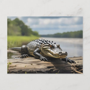 Amerikaanse Alligator op het land 's nachts volle Briefkaart