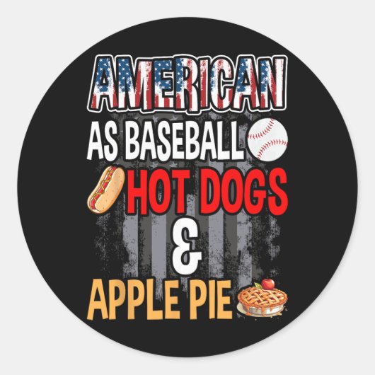 Amerikaanse als Bysebyll Hotdog en Apple Pie Ronde Sticker (Voorkant)