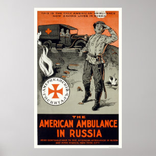 Amerikaanse ambulance in Rusland Poster
