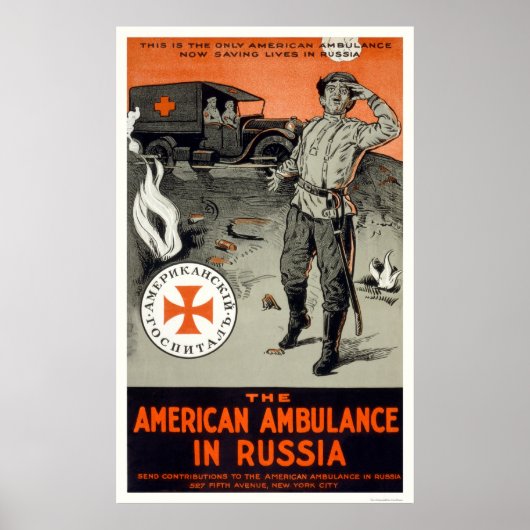 Amerikaanse ambulance in Rusland Poster (Voorkant)