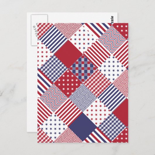 Amerikaanse Amerikaan Diagonal Red White & Blue Qu Briefkaart (Voorkant / Achterkant)