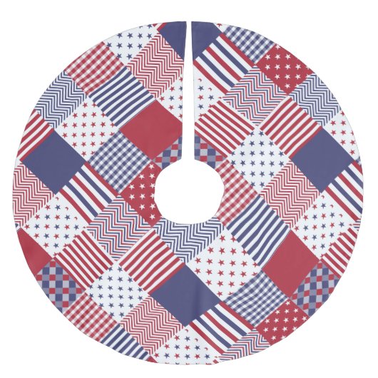 Amerikaanse Amerikaan Diagonal Red White & Blue Qu Kerstboom Rok (Voorkant)