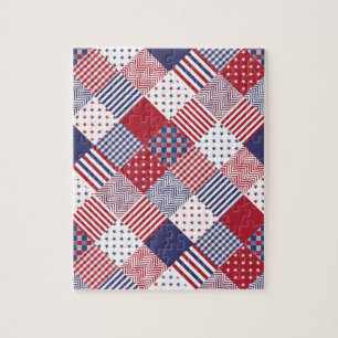 Amerikaanse Amerikaan Diagonal Red White & Blue Qu Legpuzzel