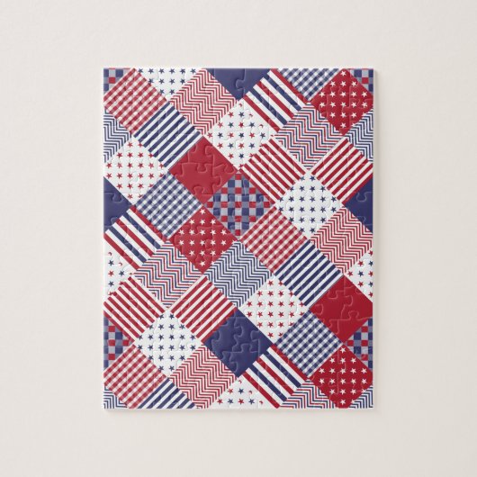 Amerikaanse Amerikaan Diagonal Red White & Blue Qu Legpuzzel (Verticaal)