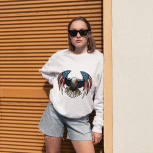 Amerikaanse Amerikaanse Bald Eagle; Rood wit en bl T-shirt