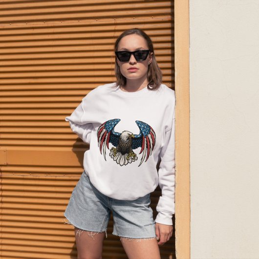 Amerikaanse Amerikaanse Bald Eagle; Rood wit en bl T-shirt