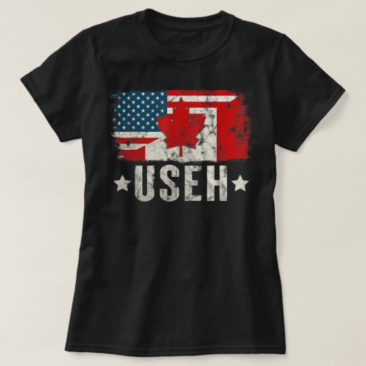 Amerikaanse Amerikaanse Canadese vlag  Canada Day T-shirt (Design voorkant)