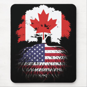 Amerikaanse Amerikaanse Canadese vlag voor boomsta Muismat