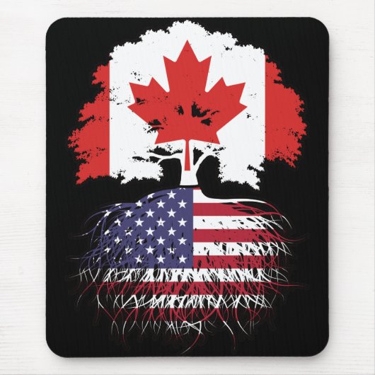 Amerikaanse Amerikaanse Canadese vlag voor boomsta Muismat (Voorkant)