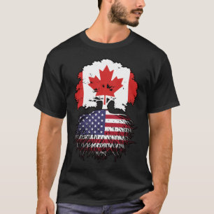 Amerikaanse Amerikaanse Canadese vlag voor boomsta T-shirt