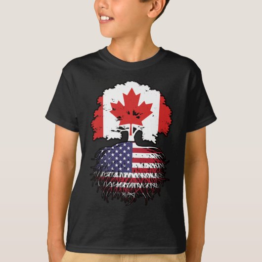 Amerikaanse Amerikaanse Canadese vlag voor boomsta T-shirt (Voorkant)