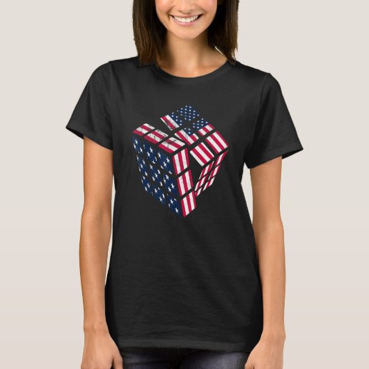 Amerikaanse Amerikaanse kubussnelheid Wiskunde Puz T-shirt (Voorkant)