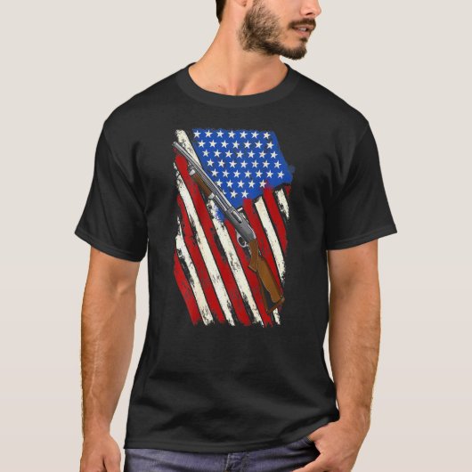 Amerikaanse Amerikaanse schotwonk vlag op rugleuni T-shirt (Voorkant)