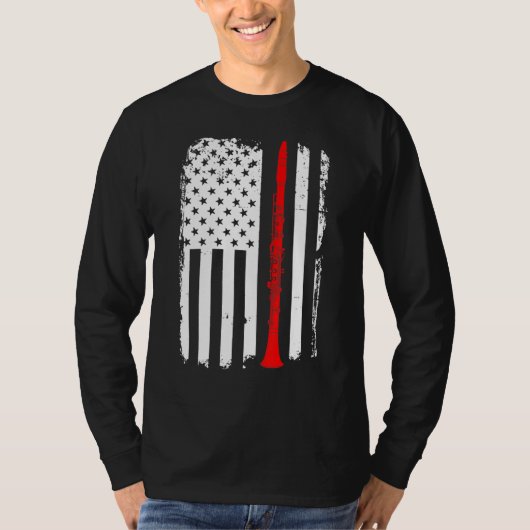Amerikaanse Amerikaanse Vlag Clarinet Player Music T-shirt (Voorkant)