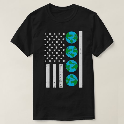 Amerikaanse Amerikaanse Vlag Earth Day  Patriottis T-shirt (Design voorkant)