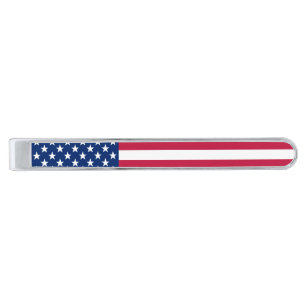 Amerikaanse Amerikaanse vlag en Stripes Stropdas B Verzilverde Dasspeld
