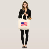 Amerikaanse Amerikaanse vlag Grote Canvas tas (Voorkant (model))