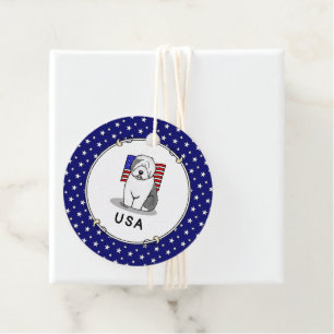 Amerikaanse Amerikaanse vlag Oude Engelse Sheepdog Bedankjes Labels