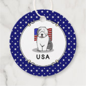 Amerikaanse Amerikaanse vlag Oude Engelse Sheepdog Bedankjes Labels (Voorkant)