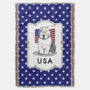 Amerikaanse Amerikaanse vlag Oude Engelse Sheepdog Deken