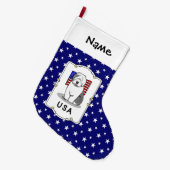 Amerikaanse Amerikaanse vlag Oude Engelse Sheepdog Grote Kerstsok (Voorkant (Hangend))