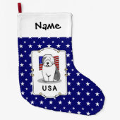 Amerikaanse Amerikaanse vlag Oude Engelse Sheepdog Grote Kerstsok (Voorkant)