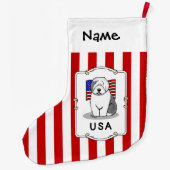 Amerikaanse Amerikaanse vlag Oude Engelse Sheepdog Grote Kerstsok (Achterkant)
