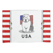 Amerikaanse Amerikaanse vlag Oude Engelse Sheepdog Kussensloop (Voorkant-Rechts)